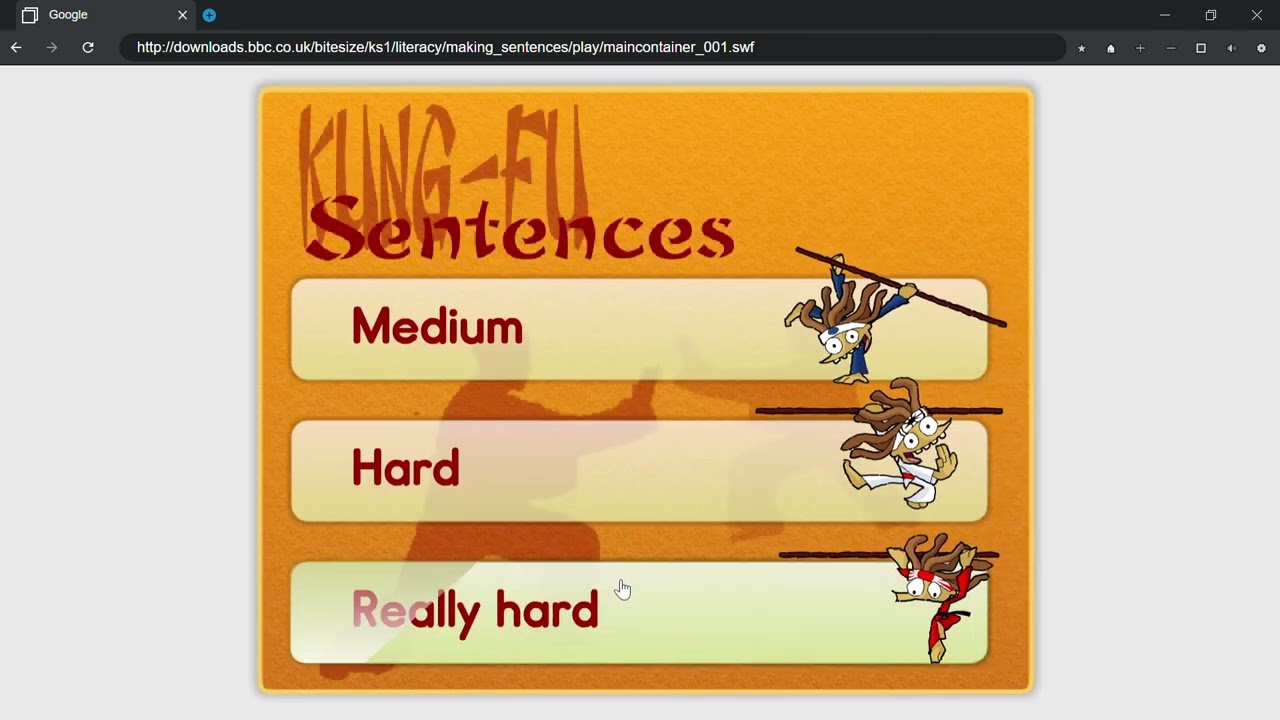 BBC Bitesize KS1 Literacy Kung-Fu Sentences Walkthrough