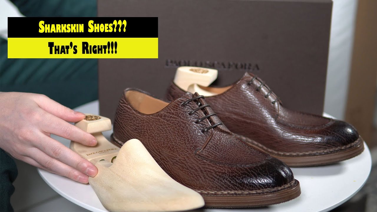 Paolo Scafora Exotic Shark Skin Norwegian Welted Shoes Review & Unboxing! | The Noble Shoe (4K)