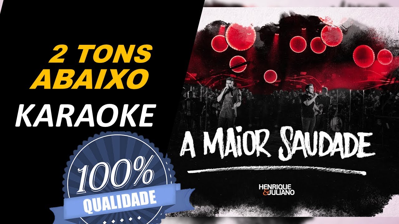 A maior saudade, Henrique & Juliano - Karaok&ecirc; (2 Tons Abaixo)