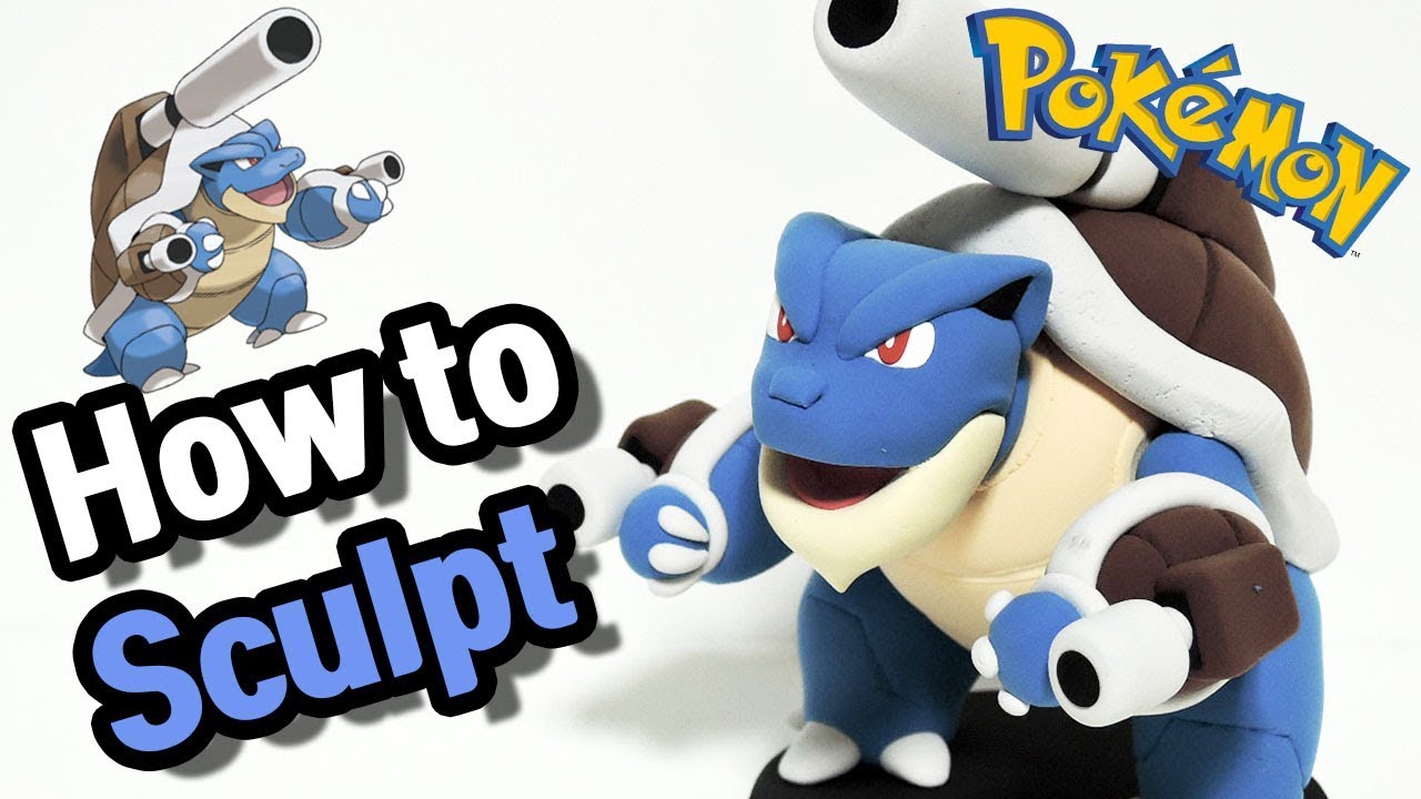 Making Mega Blastoise Water-type Pokémon in Clay