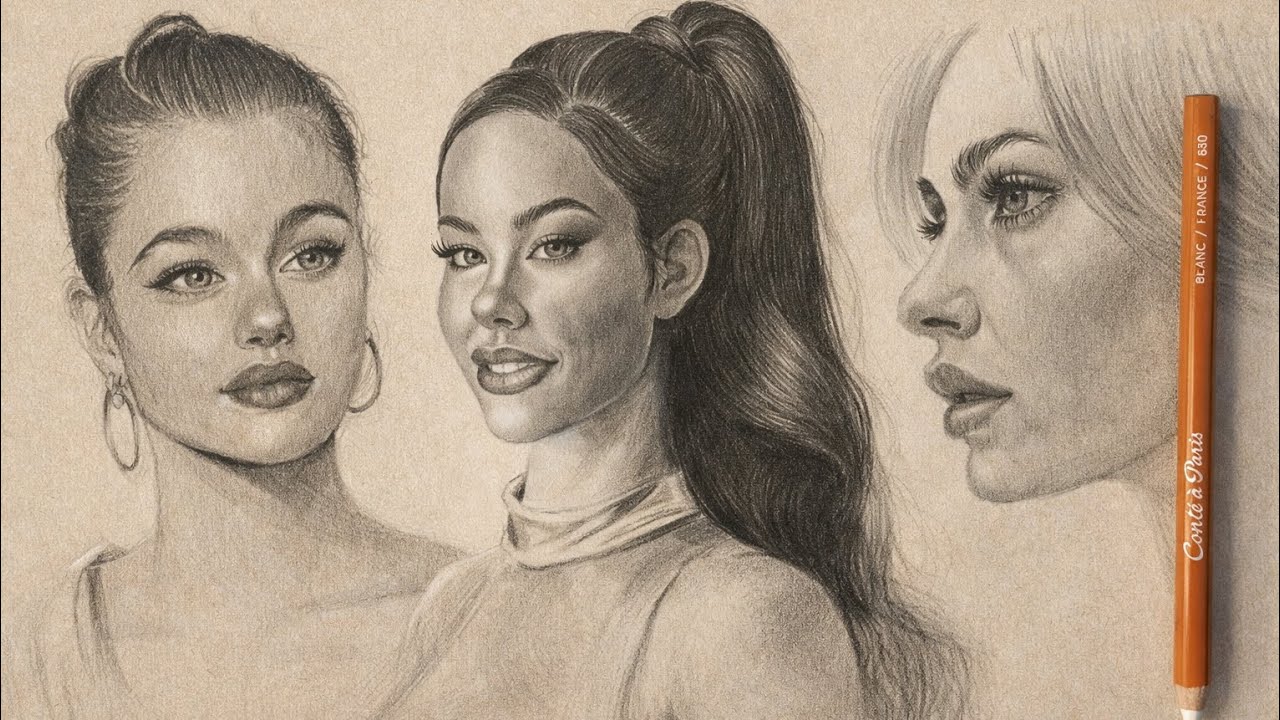 Shiloh Jolie-Pitt Portrait Drawing (Side & Front Angles) | Realistic Pencil sketching 