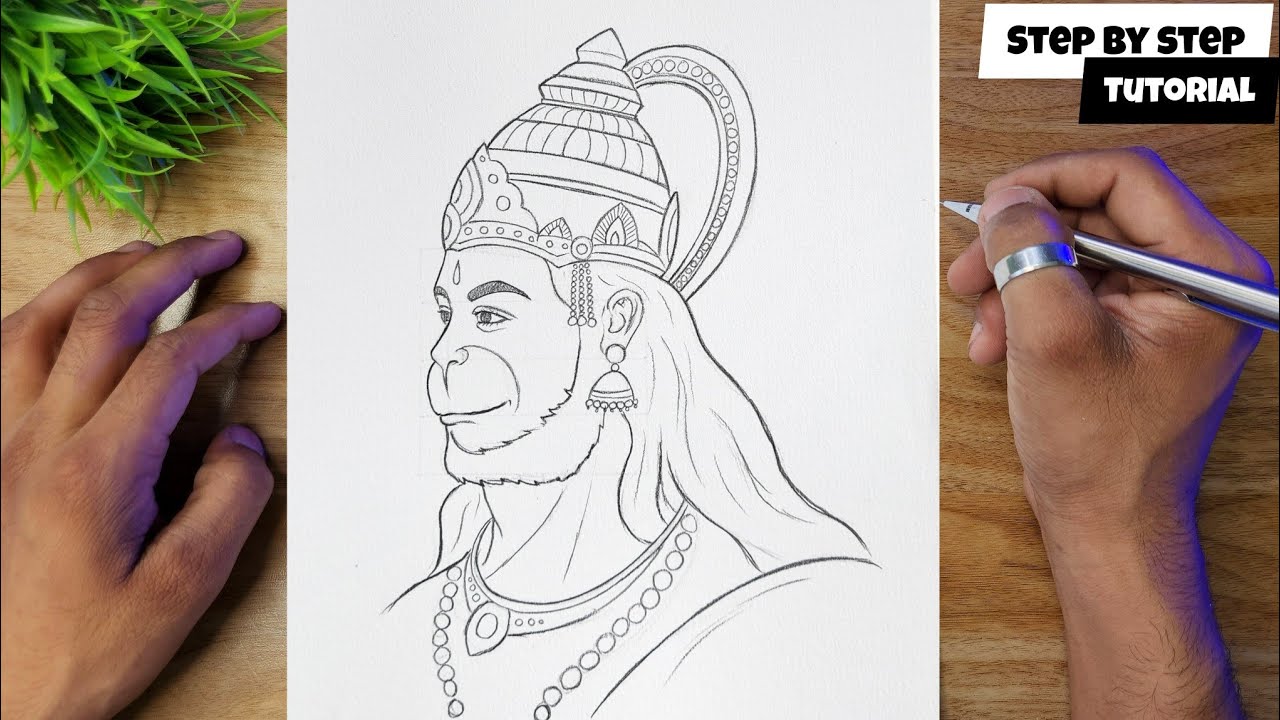How To Draw Lord Hanuman Ji Face / Easy Step By Step Drawing Tutorial For Beginners @AjArts03
