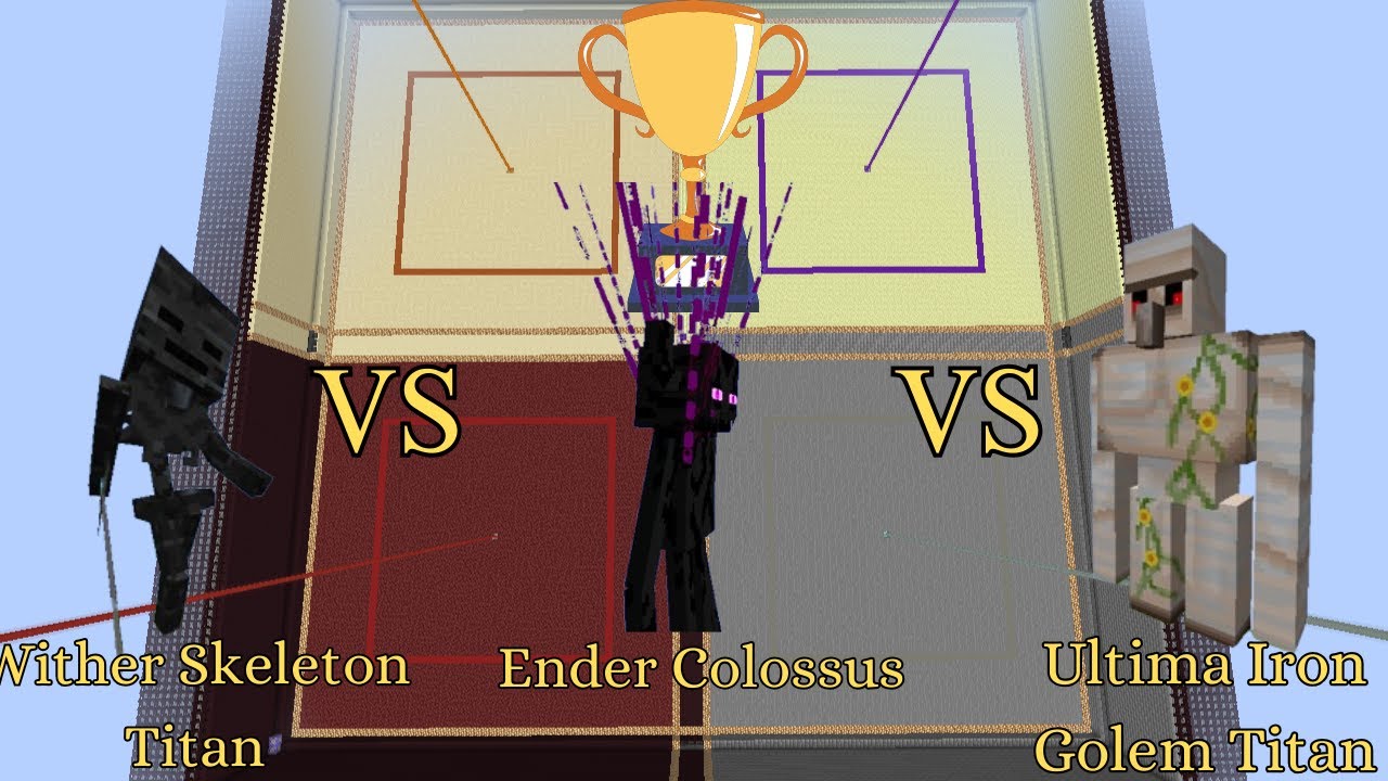 Wither Skeleton Titan vs Ender Colossus vs Ultima Iron Golem Titan(0.495) | Minecraft 1.7.10