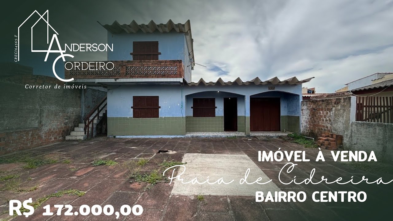 R$ 172.000,00!CASA A VENDA NO BAIRRO CENTRO EM CIDREIRA/RS.