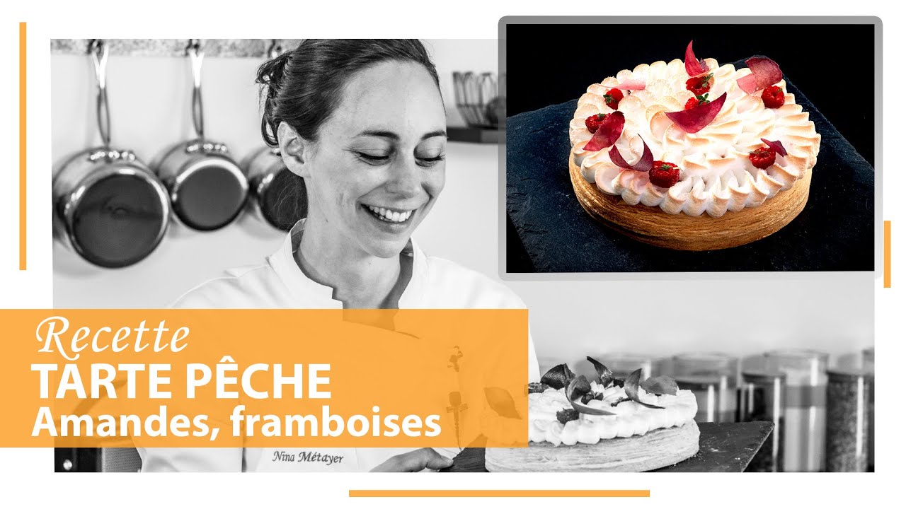 Recette - Tarte feuilletée Pêche Amande Framboise
