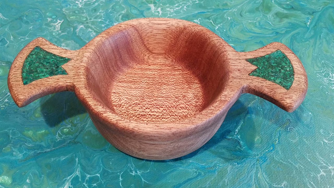 Woodturning...Mahagony Vessel with Malachite Inlay Handles...