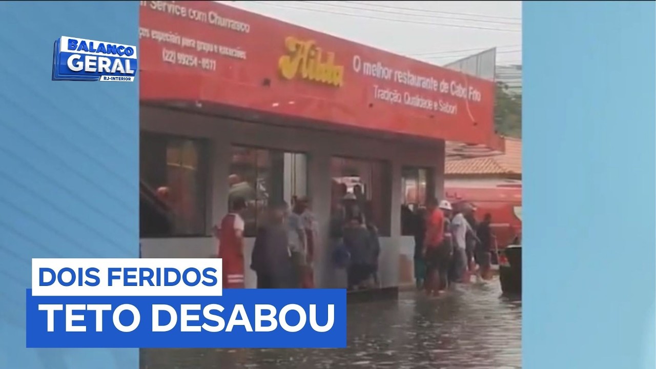 Teto de restaurante desaba e deixa dois feridos em Cabo Frio (RJ)