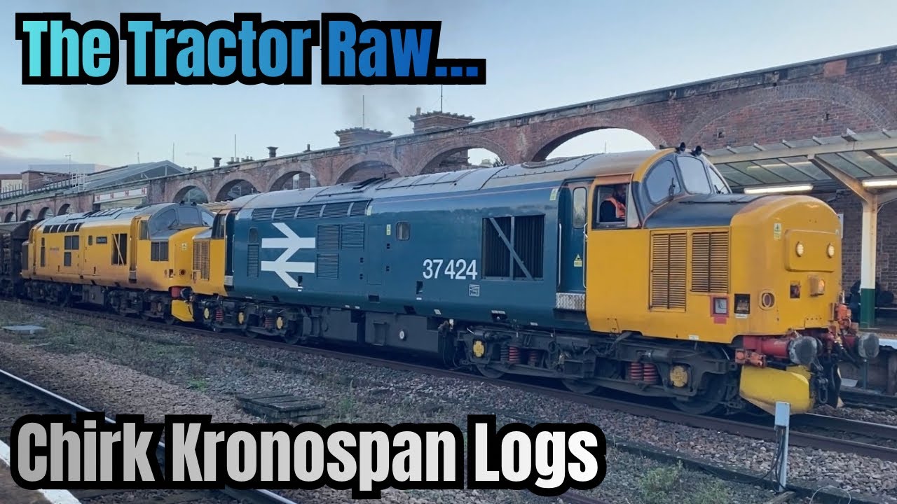 FANTASTIC Departure… 37424 & 97303 Hauling the Chirk Kronospan Log Train. Chester Station 