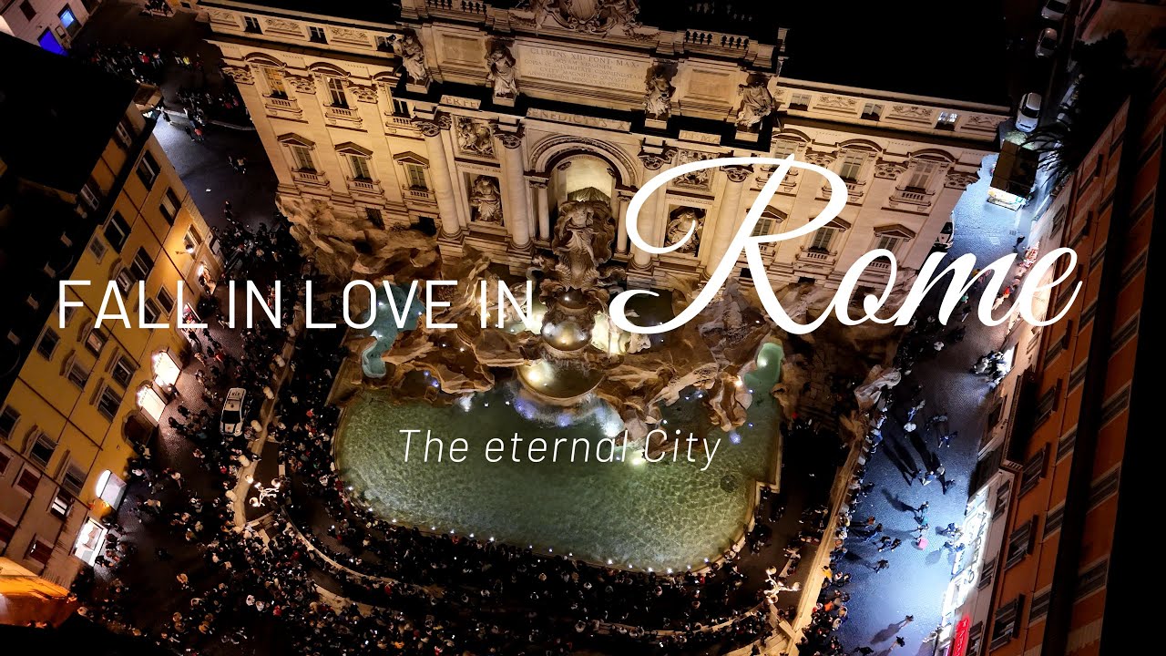 Roma, Italy - 4K -Drone POV- Piazza del Popolo, Piazza di Spagna, Fontana di Trevi