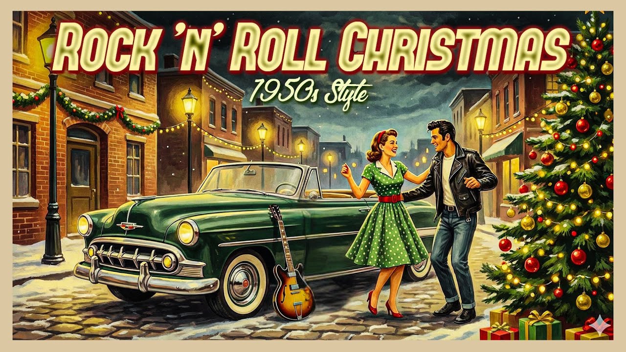 1950s Christmas Party Rock & Roll | Festive Retro Holiday Music 🎸