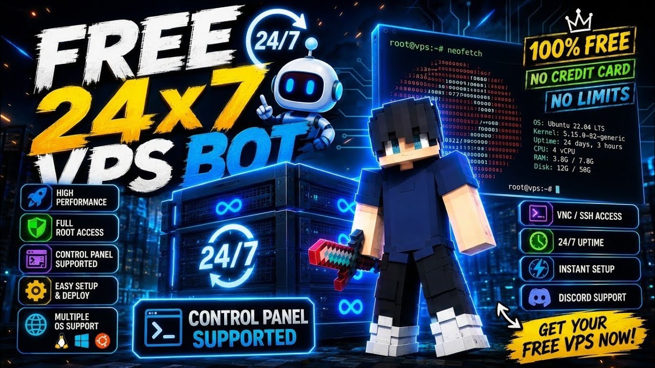 How To Get FREE 24/7 VPS 🚀 | Install Free VPS Bot | No Credit Card