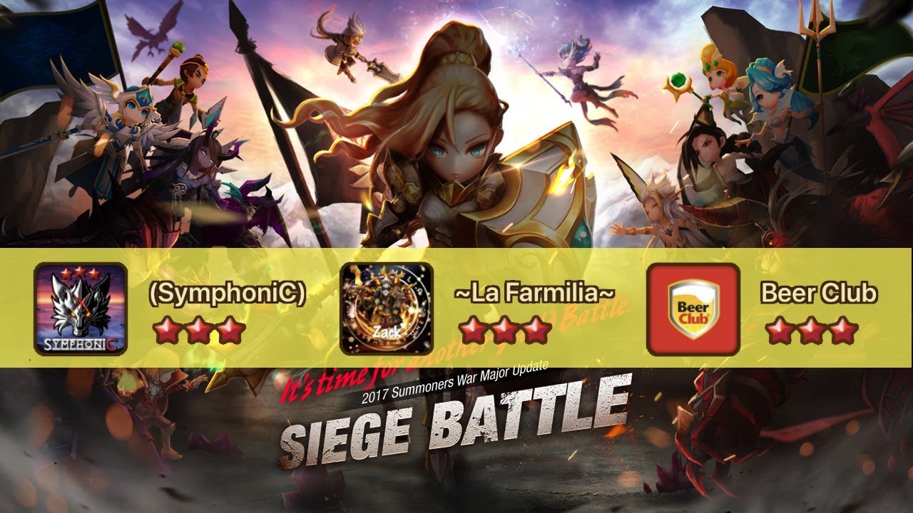 Top 9 Asia Siege Battle: Beer Club vs (SymphoniC) vs La Farmilia (Runes Showcase) - Summoners War