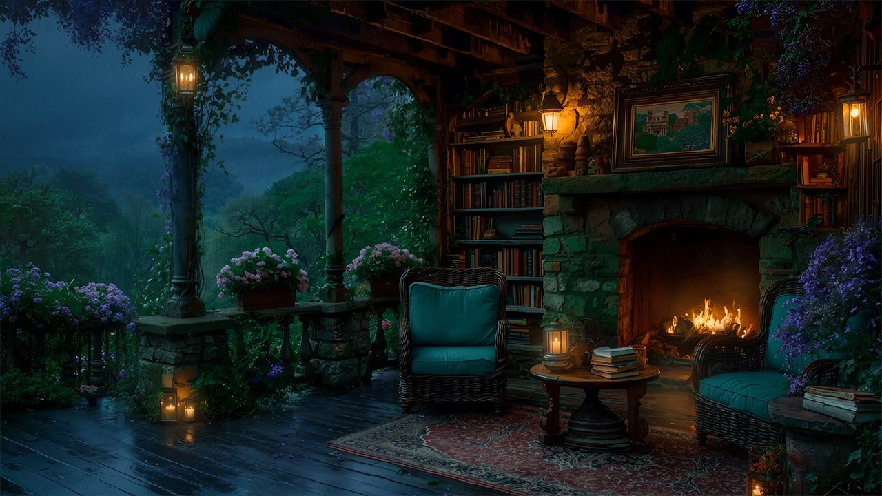 You're Reading under the Gothic Porch in Rainforest | Dark Academia Music for Reduce Stress & Relax