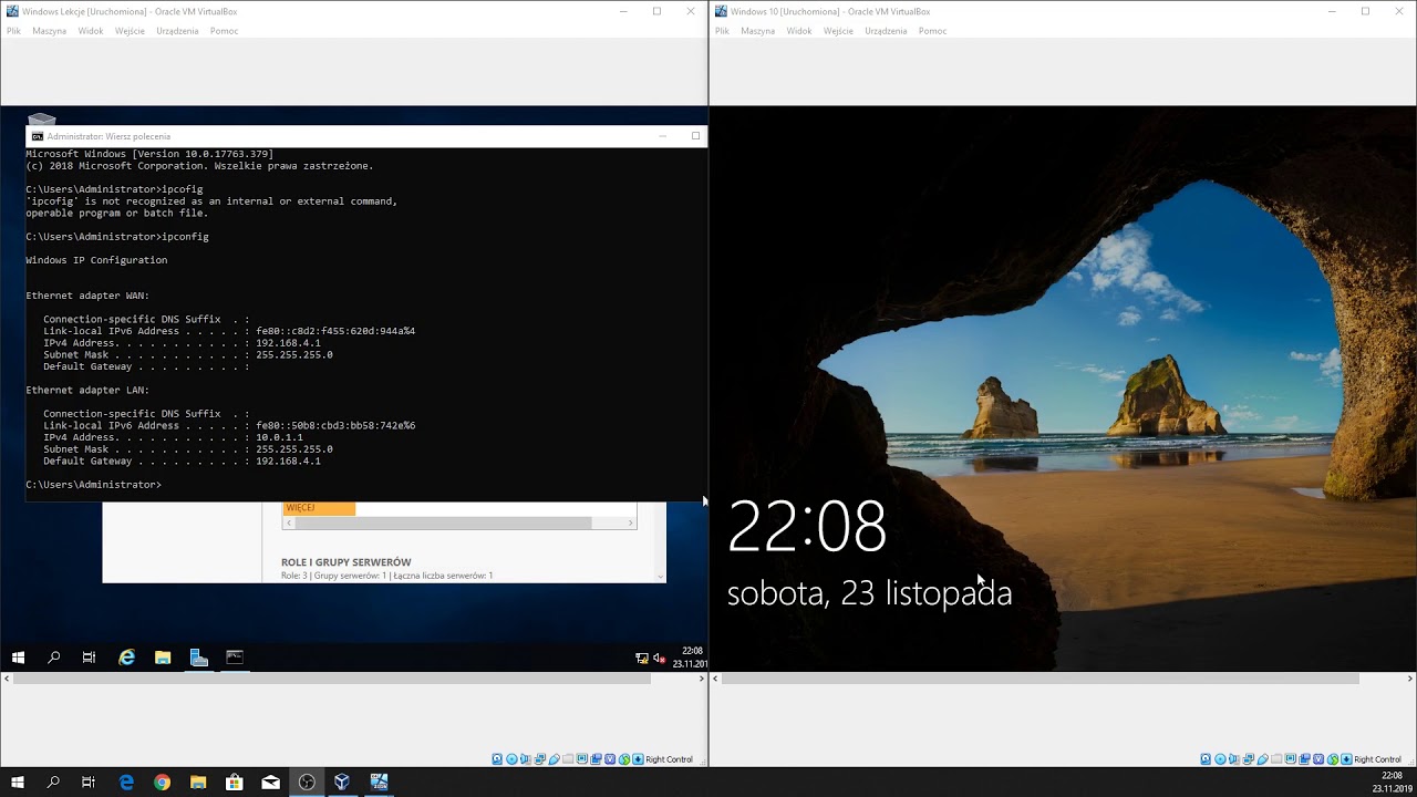 Poradnik Windows Serwer: konfiguracja kart sieciowych oraz przyłączanie komputera do domeny.