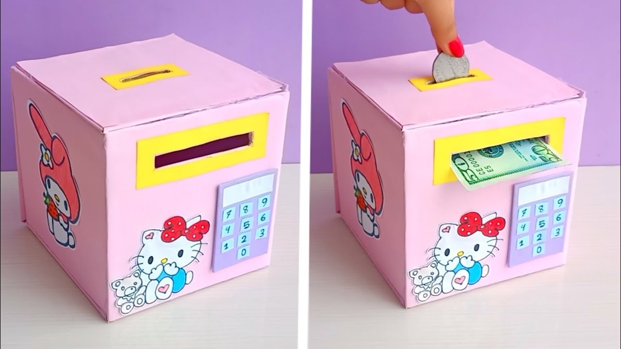 Kawaii Money Bank | Cute Money Bank From Cardboard / how to make money saving box /paper money bank