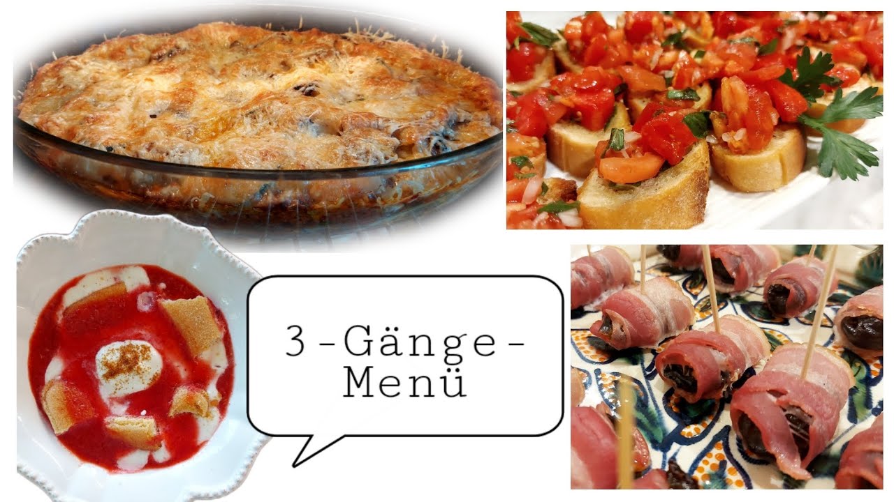 Kochen f&uuml;r G&auml;ste/Besuch, 3 G&auml;nge Men&uuml;, Vorspeise, Hauptspeise, Nachspeise/Dessert