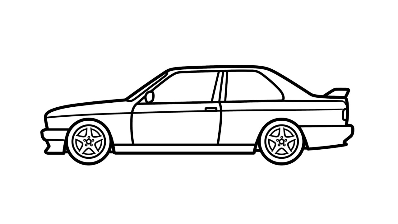 How to draw a BMW E30 easy | Drawing bmw 3 series e30 step by step
