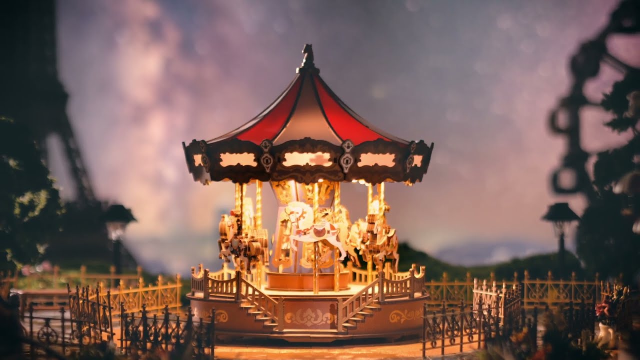 Rolife Classic Carousel | DIY 3D Wooden Puzzle Kit | Enchanting Musical Carousel Model