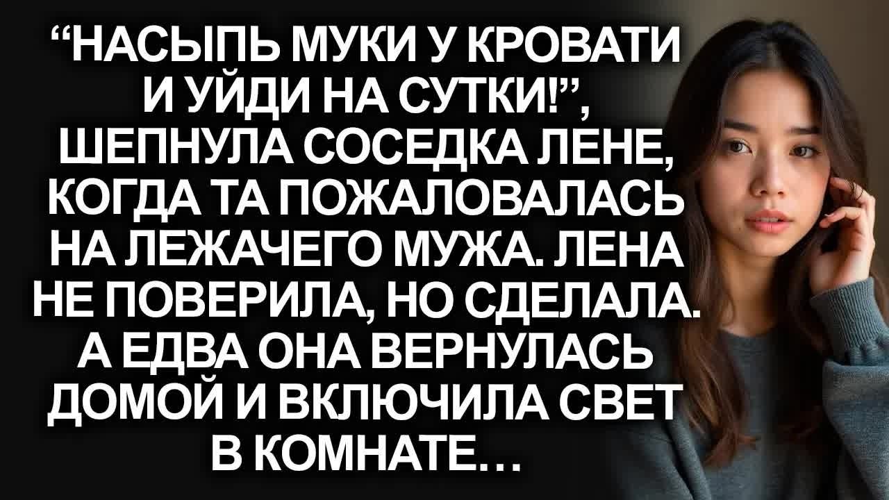 ＂Насыпь муки у кровати лежачего мужа!＂ — шепнула соседка Лене… А едва она вернулась...