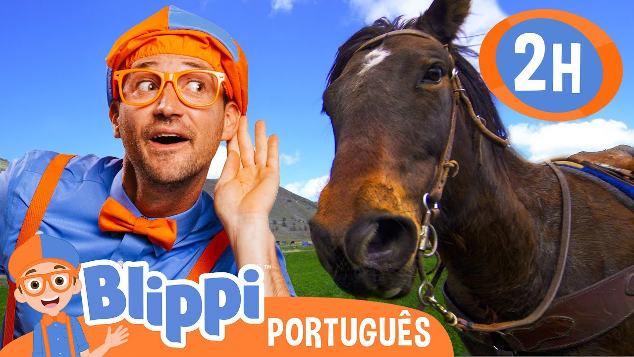 Blippi Visita uma Fazenda! | 2 HORAS DO BLIPPI! | Vídeos de Animais para Crianças em Português