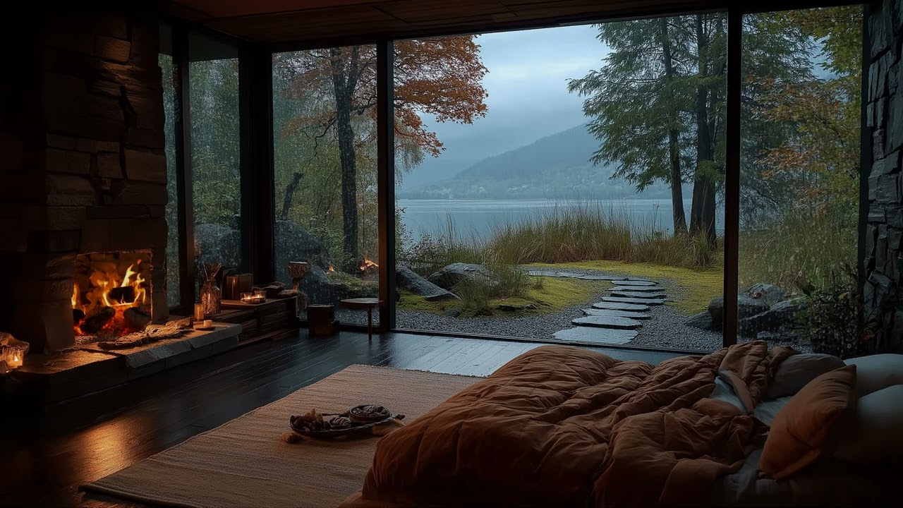 Heavy Rain in Cozy Mountain Ryokan 🌧️ Peaceful Forest Night Sounds for Deep Sleep, Study, Relaxation
