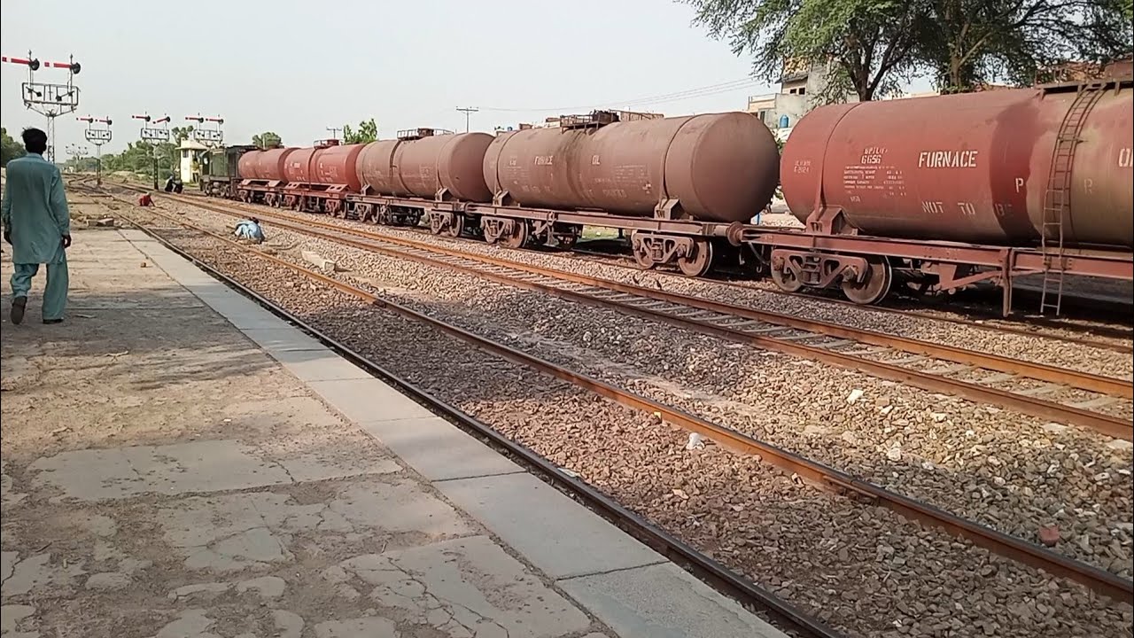 Locomotive RGE-24 leading Oil Tanker Train Departure from Chak Jhumra Junction II HMC Malrail