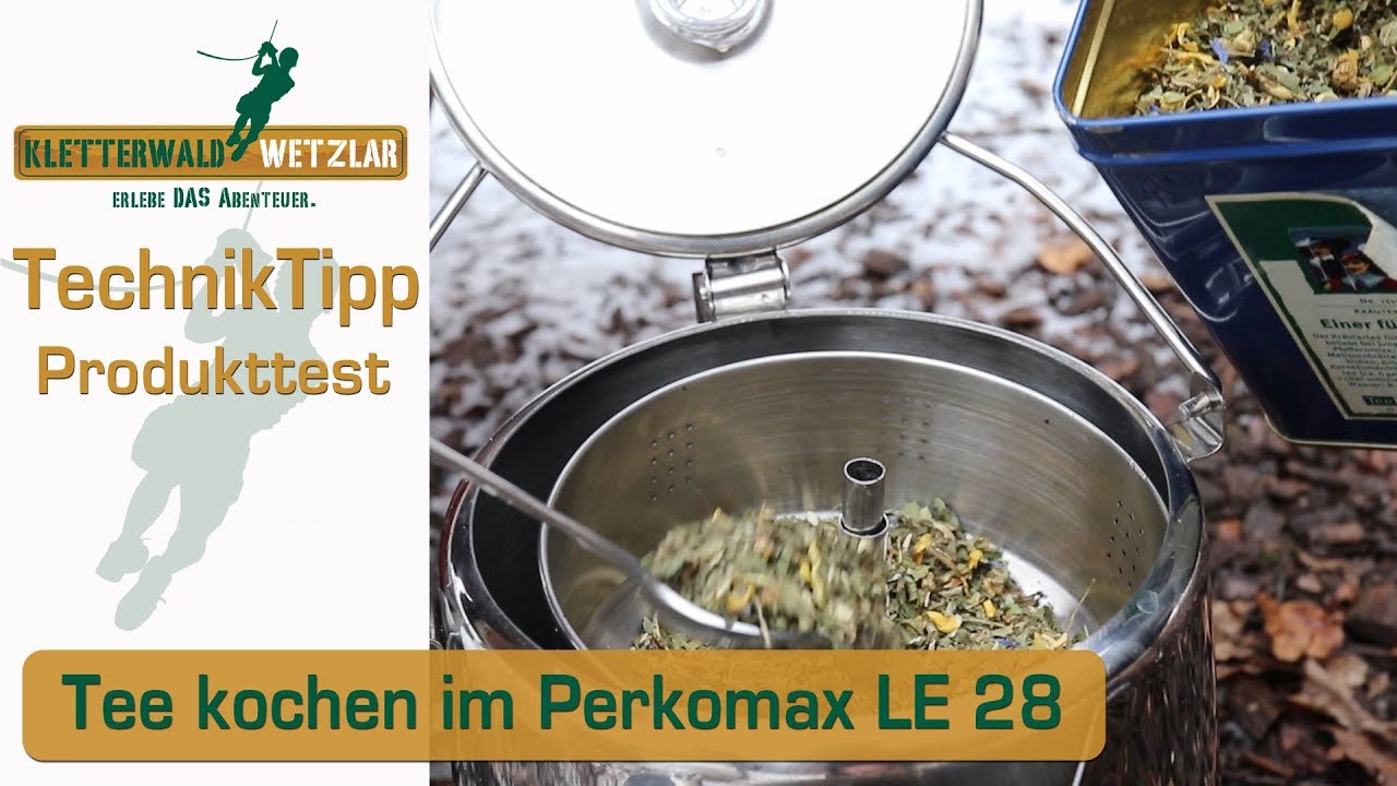 Tee auf dem Lagerfeuer kochen mit dem Perkolator LE28 von Petromax im Kletterwald Wetzlar