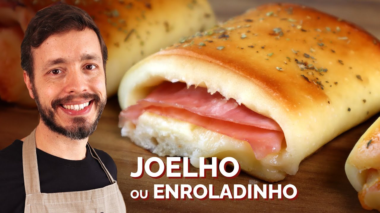 JOELHO ou ENROLADINHO de presunto e queijo - Receita f&aacute;cil que n&atilde;o precisa de batedeira