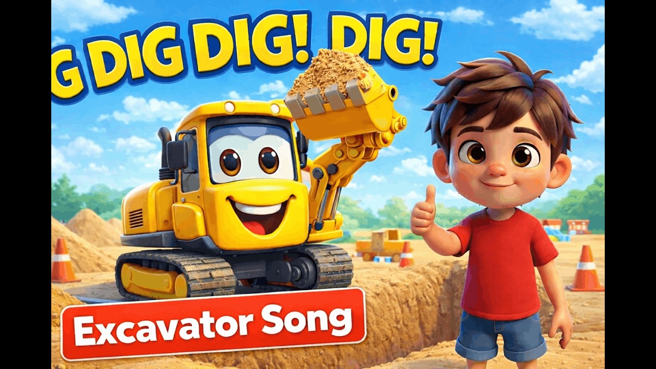 Excavator Song for Kids 🚜 Dig Dig Dig! | Construction Trucks for Toddlers