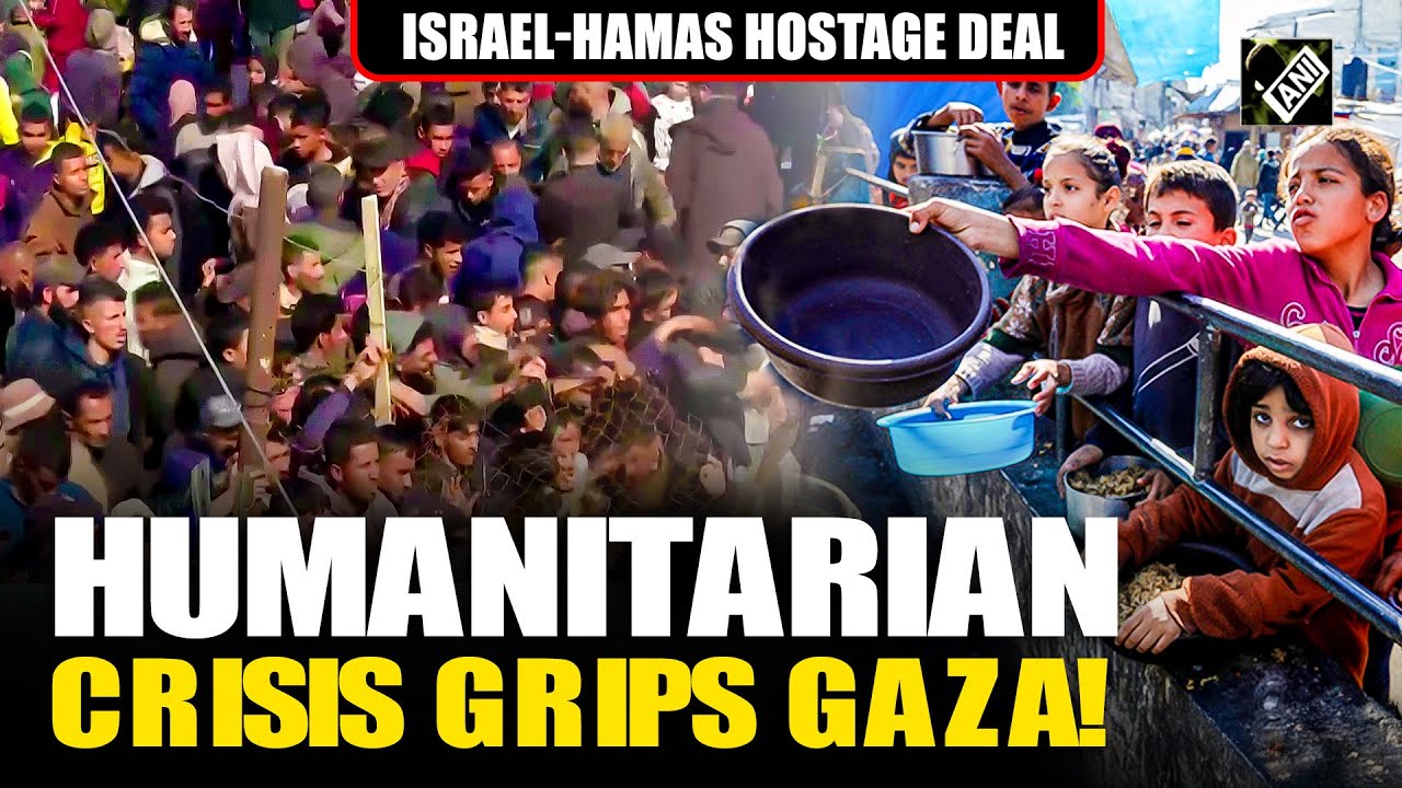 Displaced Gazans scramble for aid as they wait to return home, following the historic truce deal