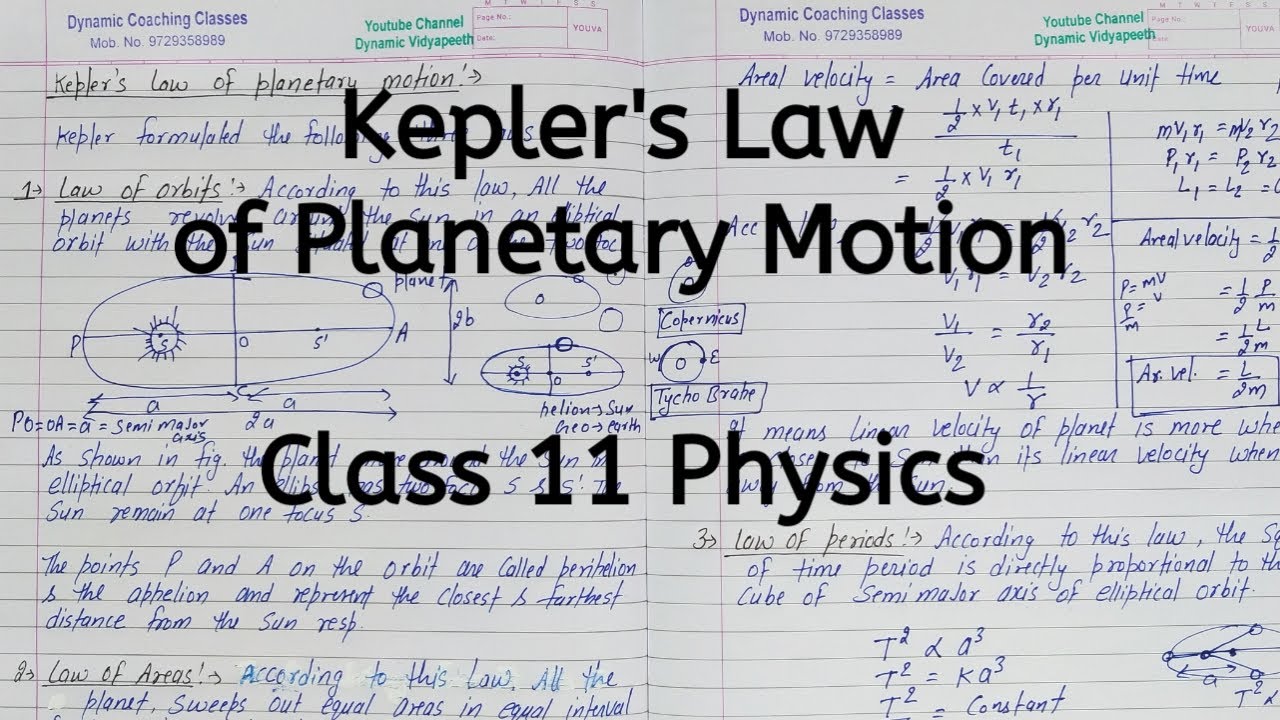 Kepler's Law of Planetary Motion | Chapter 7 | Gravitation | Class 11 Physics