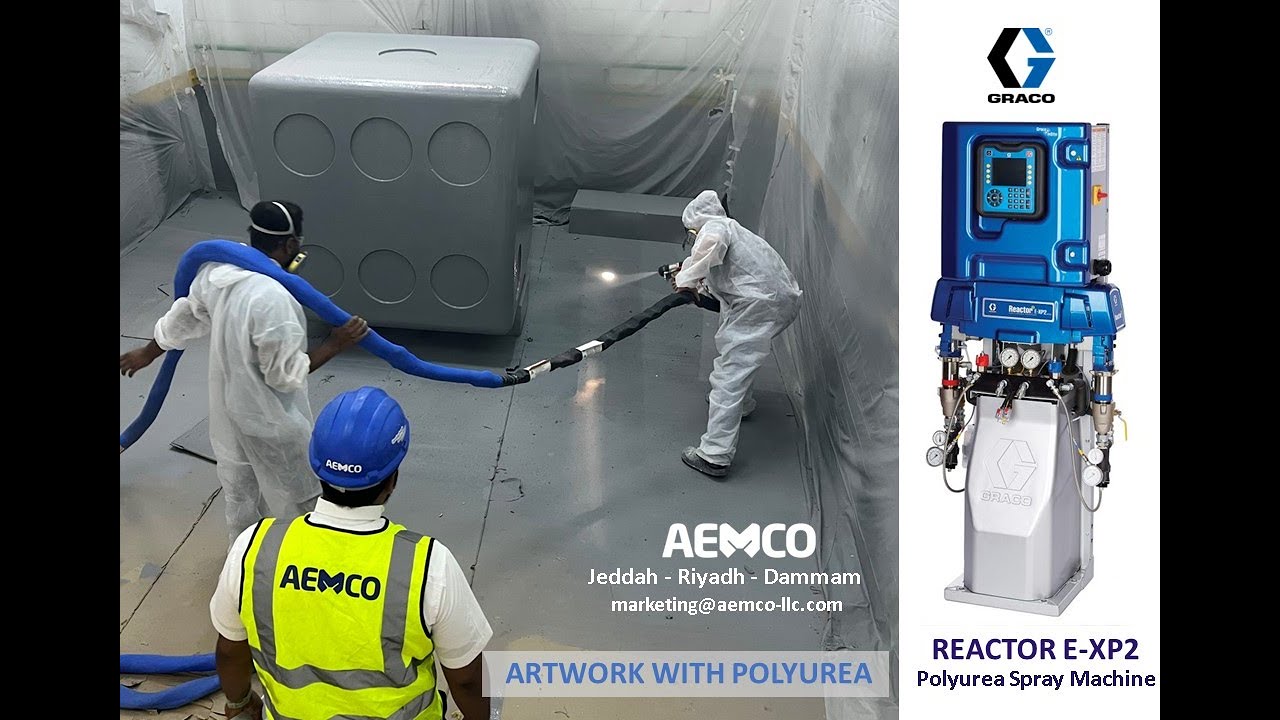 Polyurea sprayed on ARTWORK with GRACO Reactor E XP2_AEMCO
