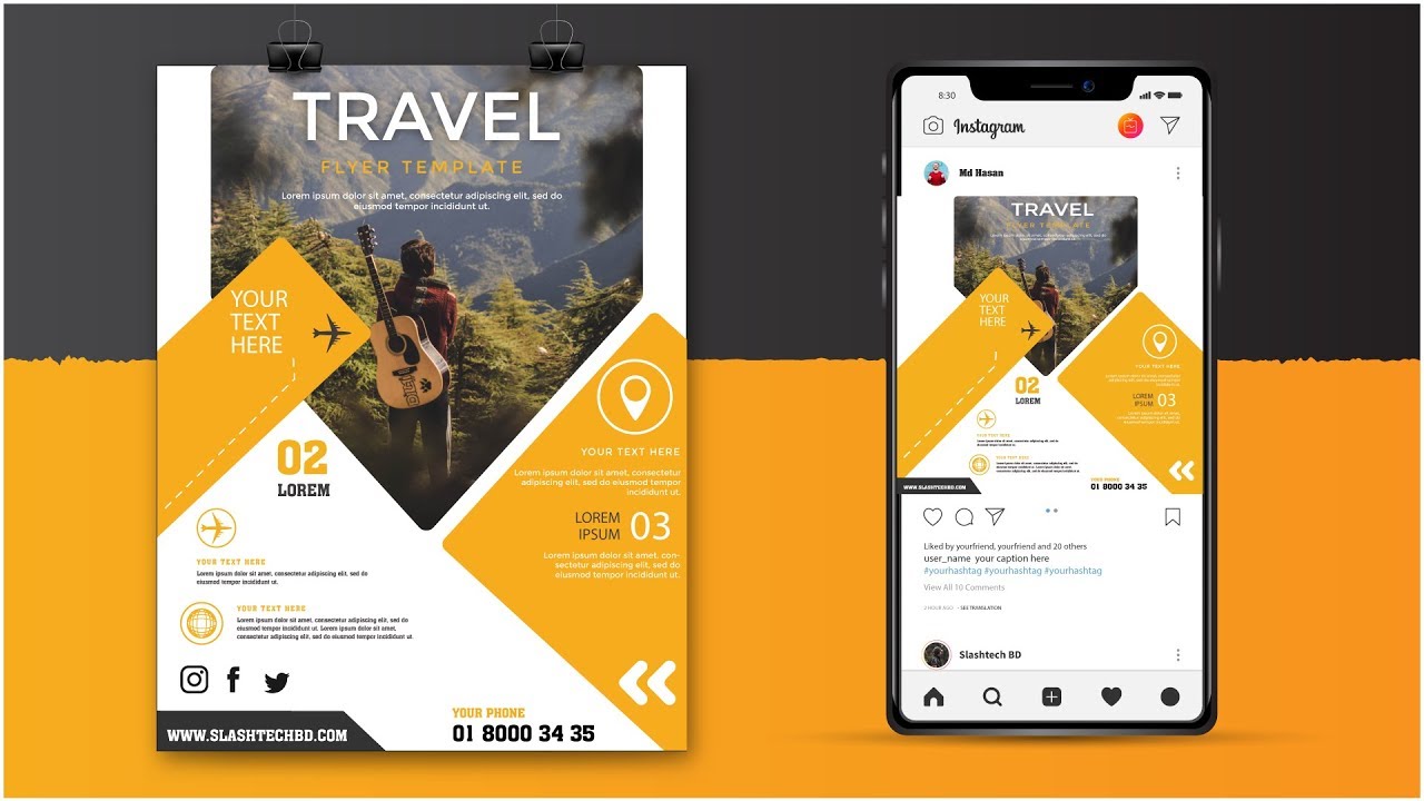 Travel flyer design in illustrator | Travel poster design || Illustrator Tutorial
