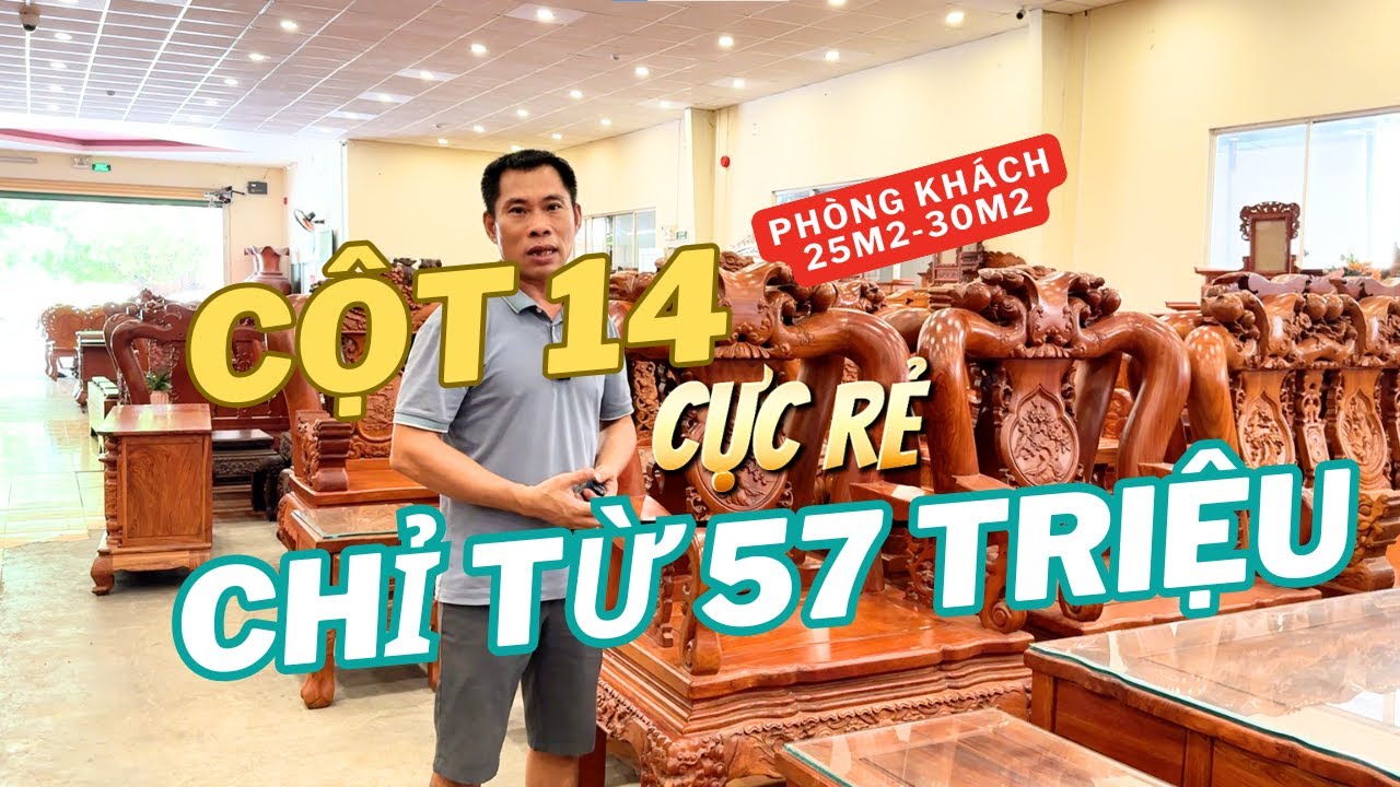 Báo Giá Bàn Ghế Phòng Khách Cột 14 Gõ Đỏ, Hương Đá, Mun Đuôi Công | Giá Cực Rẻ Chỉ Bằng Cột 12