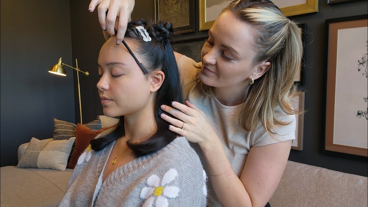 ASMR Perfectionist Twin Space Bun Hairstyle - Hair Clips, Mini Combing, Finishing Touches