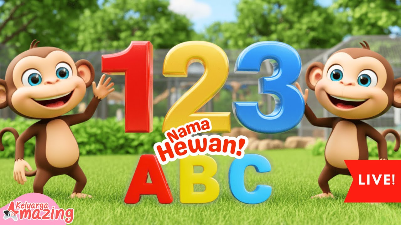 🔴 LIVE: Belajar Huruf A-Z & Angka 1-10 Anak TK | Hewan Hutan Lucu & Edukasi Interaktif 🐵🦁