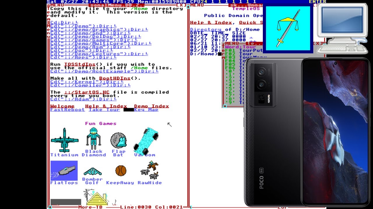 Running TempleOS on Android using Limbo PC Emulator x86