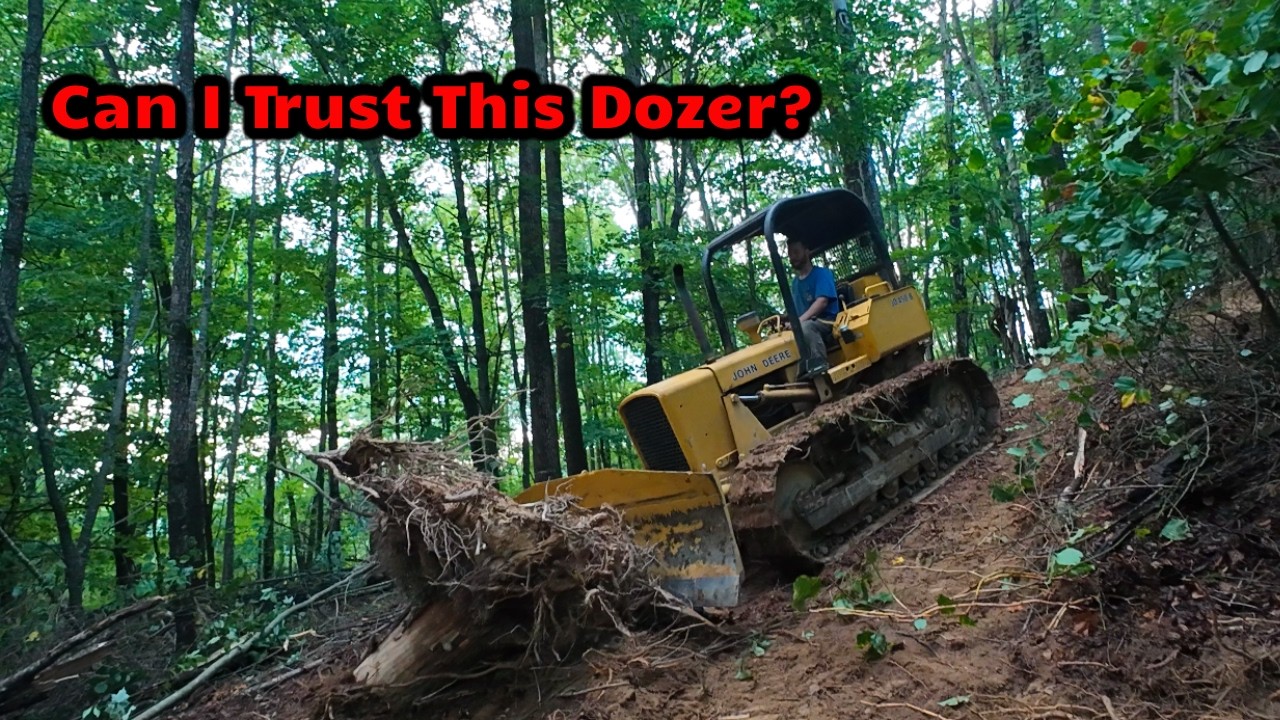 Dumping Stumps and STEEP terrain | Fixing old John Deere 450B dozer and 410 backhoe