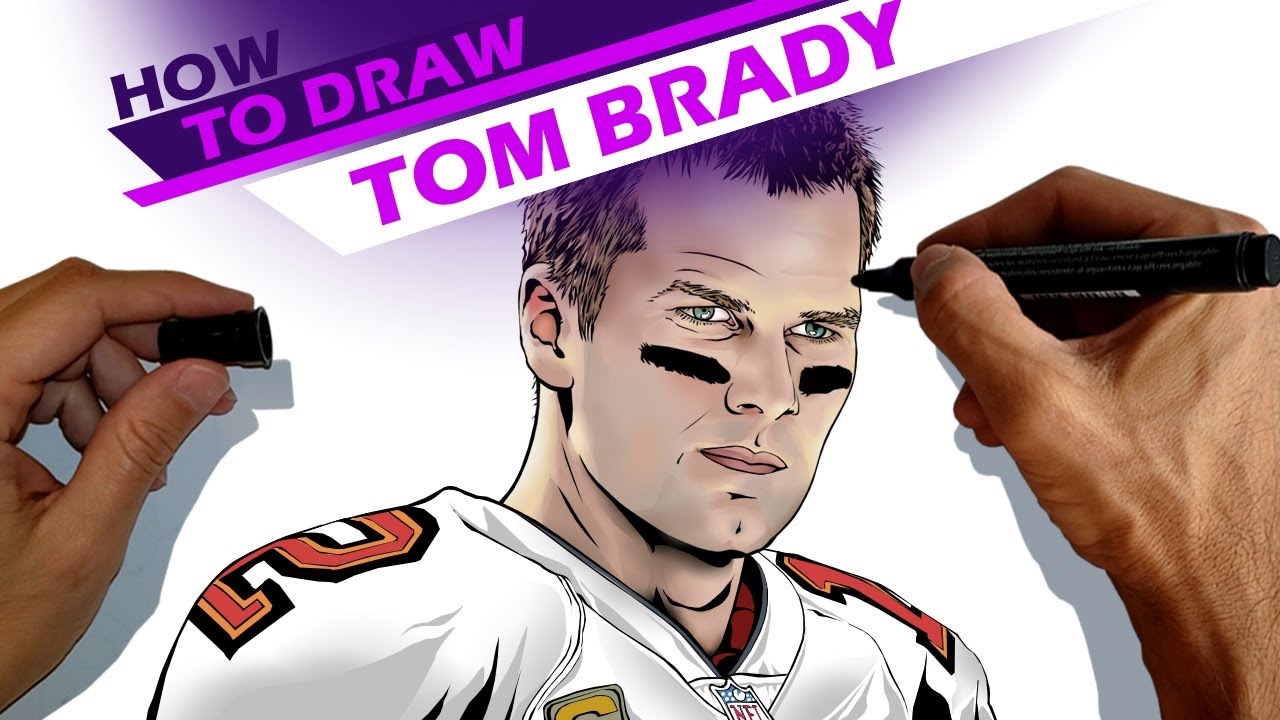 Tom Brady, quarterback for the Tampa Bay Buccaneers of the NFL - How to draw