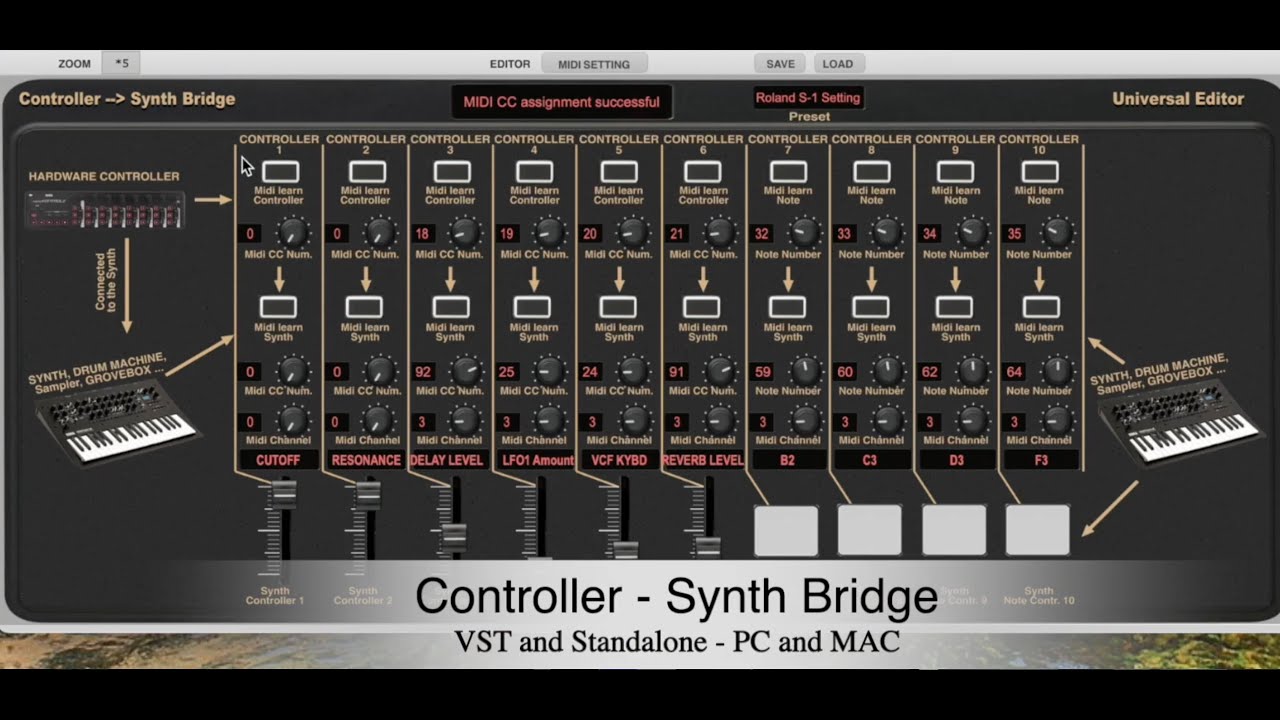 Universal Synth Editor and Controller - Synth Bridge, VST and Standalone, for MAC and PC
