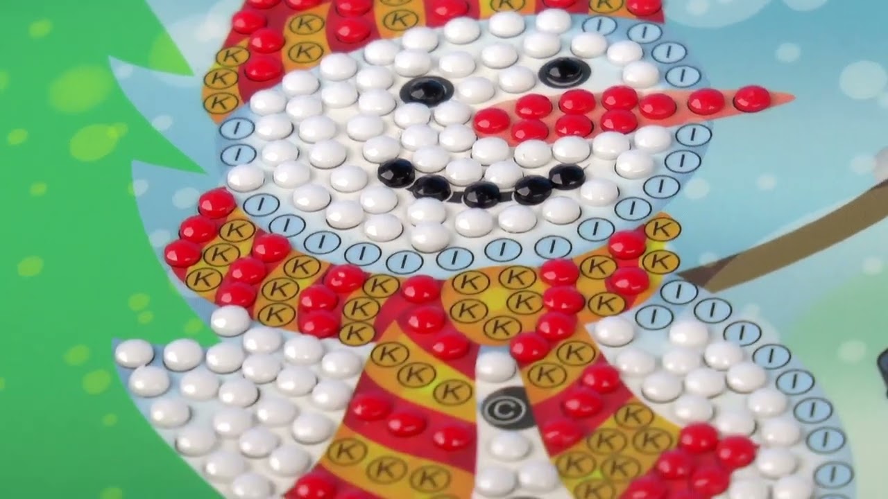 Kerstkaart diamond painting bij Action - sneeuwpop