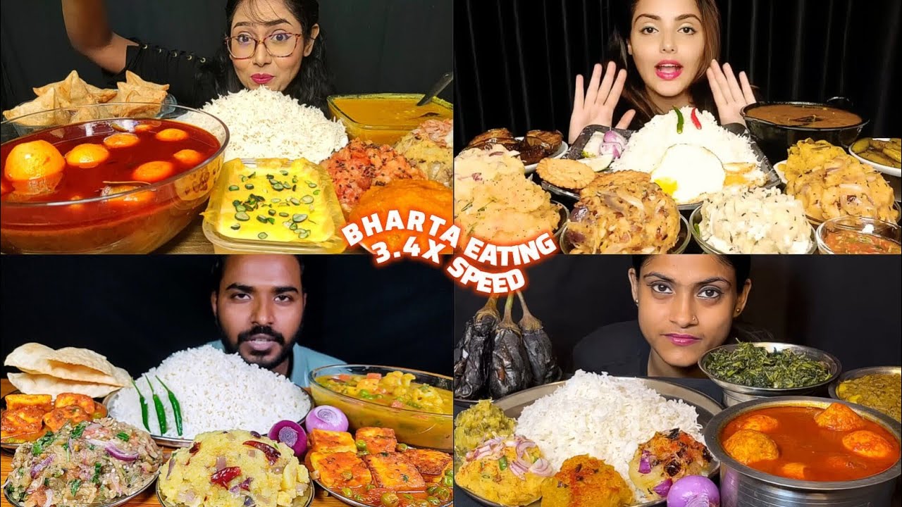 ASMR:Eating Different Types of Bharta Eating Challenge 😍😋 dal chawal Egg Curry Eating Mukbang