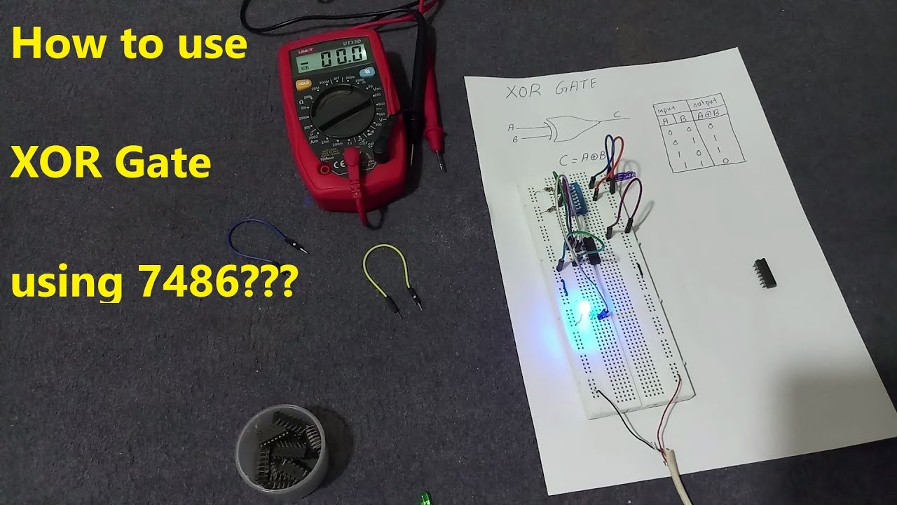XOR Gate 7486 implementation on breadboard | Electronics
