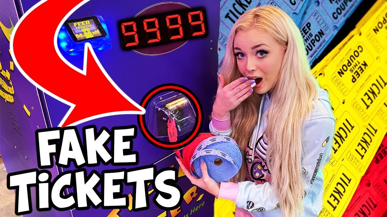 USING FAKE TICKETS AT THE ARCADE!!! (I CAN'T BELIEVE IT WORKED!!)