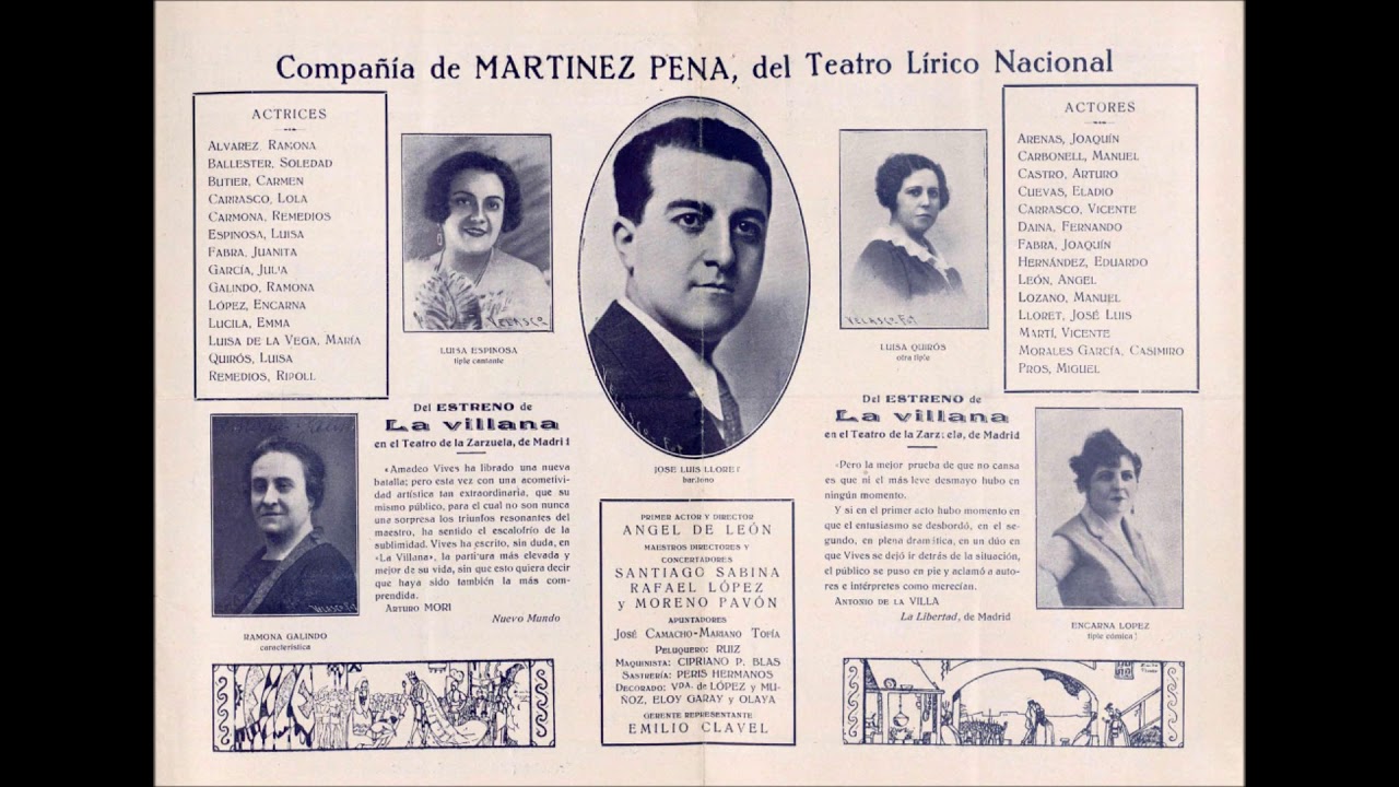 Marcos Redondo - «Señor, aunque villano tengo sangre cristiana» (“La villana”, 1927)