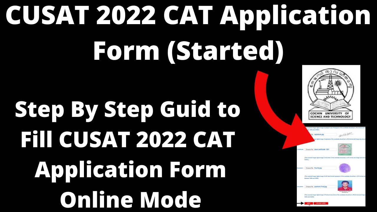 CUSAT 2022 CAT Application Form (Started) - How to Fill CUSAT 2022 CAT Application Form Online Mode