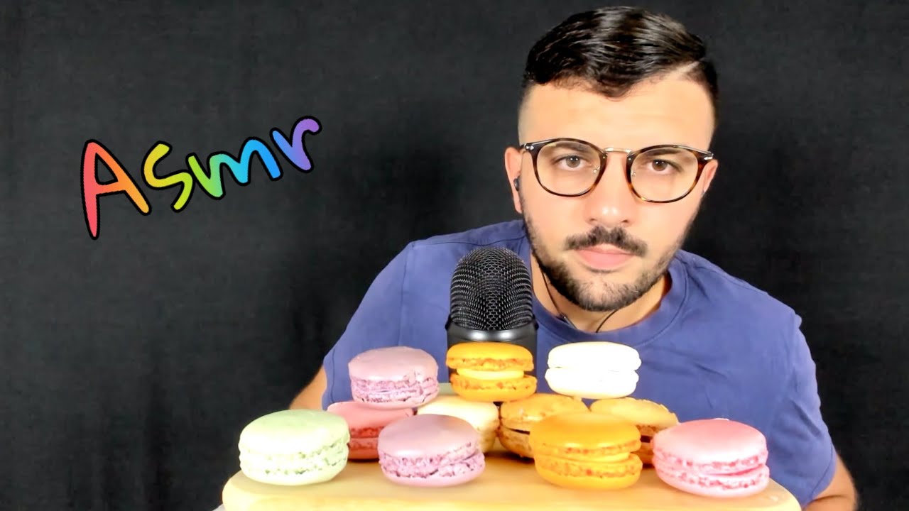 ASMR FRANÇAIS - Rainbow Macaron(eating sounds & tapping), Mukbang - Dégustation