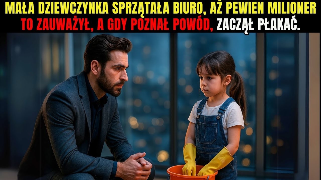 Mała dziewczynka sprzątała biuro, aż pewien milioner to zauważył, a gdy poznał powód, zaczął płakać