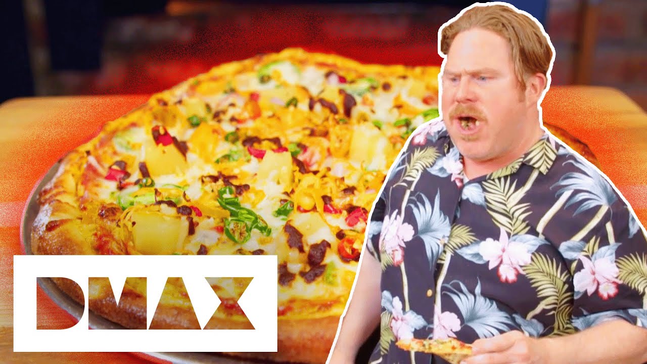 Pizza Made With The Worlds Spiciest Peppers Leaves Casey's Mouth On Fire! | Man V. Food