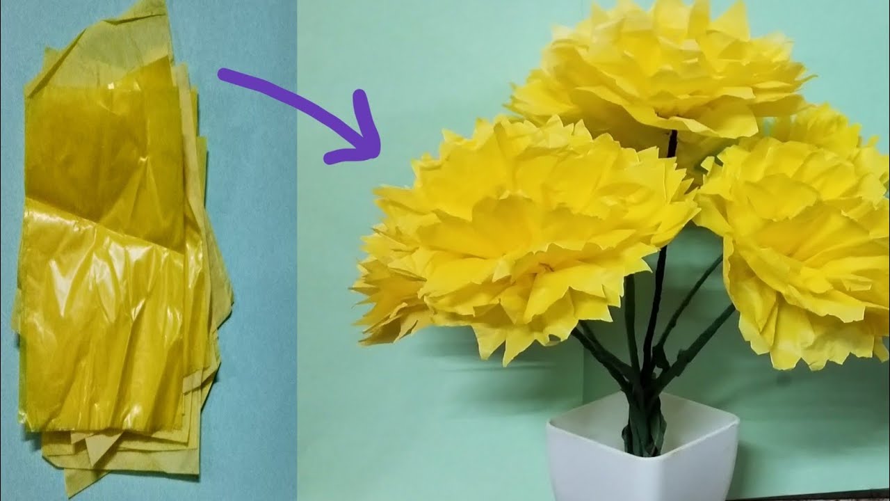 DIY Polythene Flower Craft Idea//Best Out Of Waste Craft Ideas.